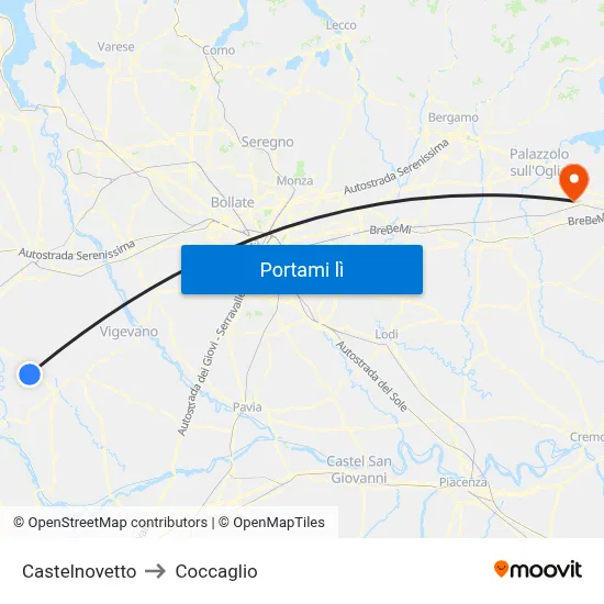 Castelnovetto to Coccaglio map