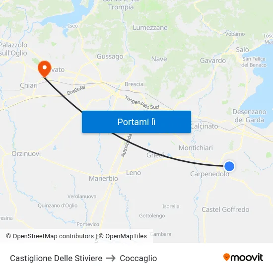 Castiglione Delle Stiviere to Coccaglio map