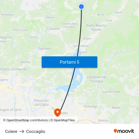 Colere to Coccaglio map