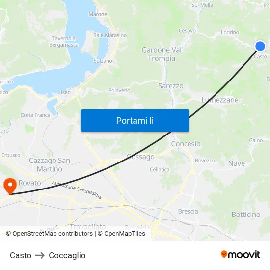 Casto to Coccaglio map