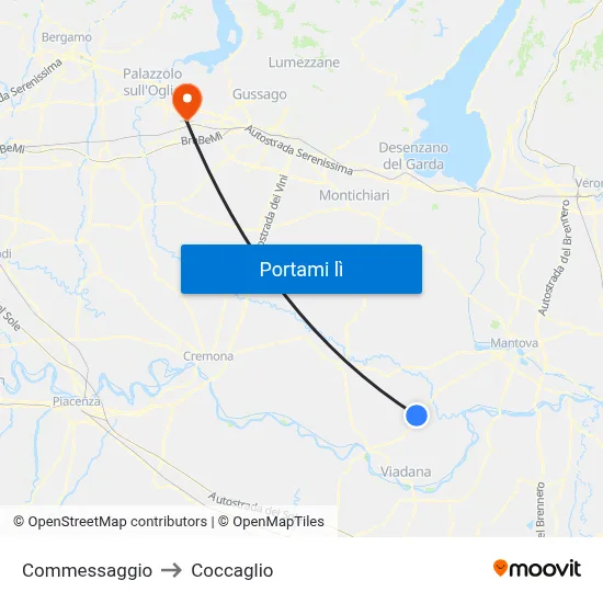 Commessaggio to Coccaglio map