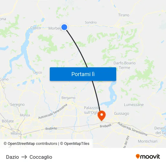 Dazio to Coccaglio map