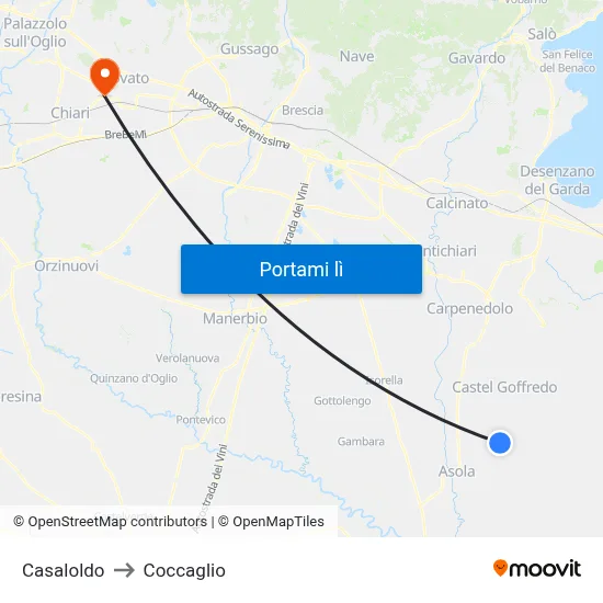 Casaloldo to Coccaglio map