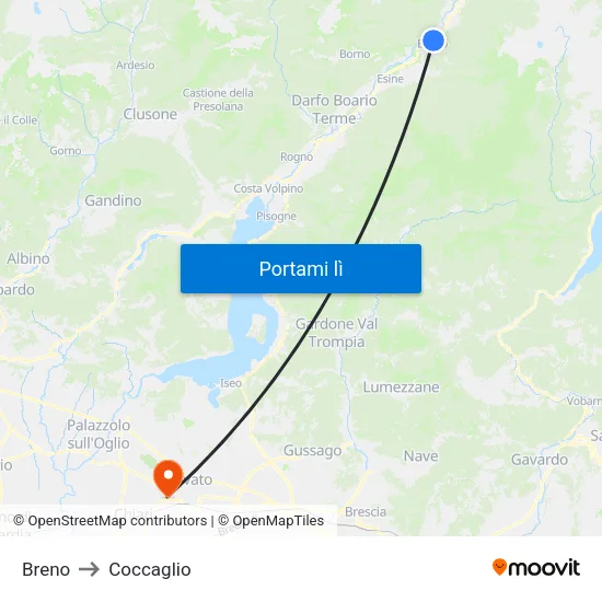 Breno to Coccaglio map