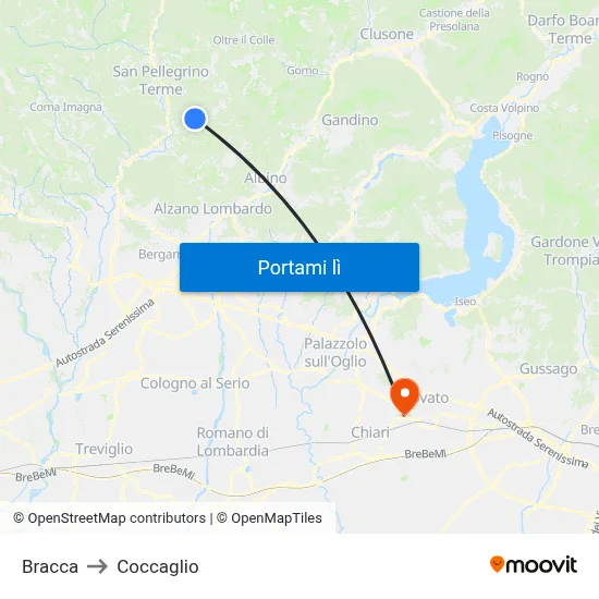Bracca to Coccaglio map