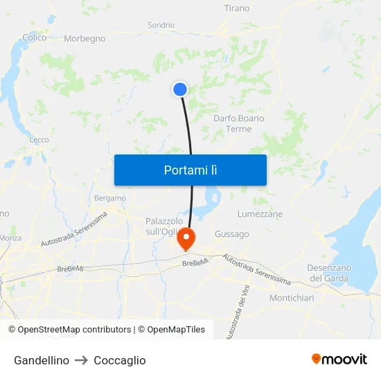Gandellino to Coccaglio map