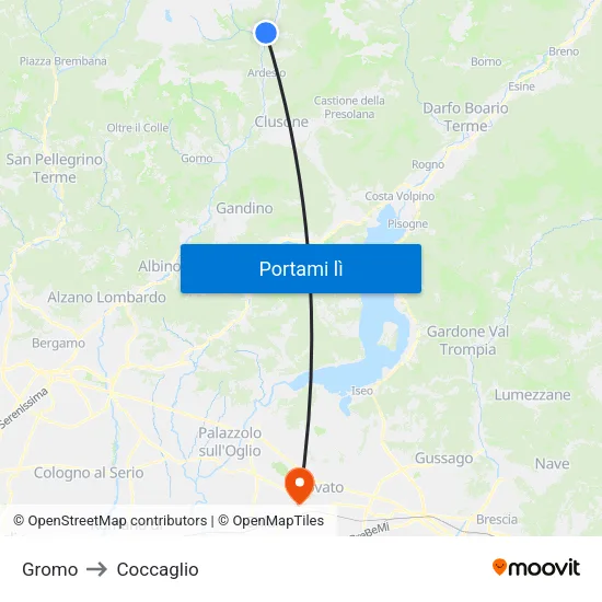 Gromo to Coccaglio map