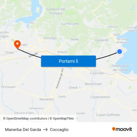 Manerba Del Garda to Coccaglio map