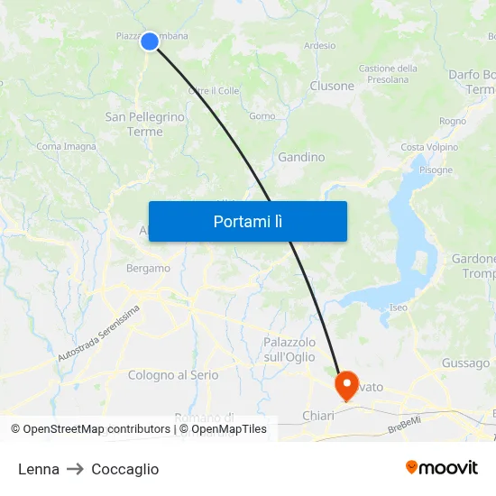 Lenna to Coccaglio map