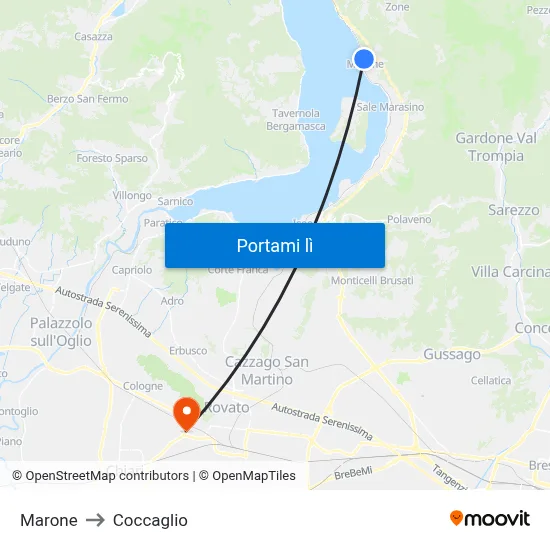 Marone to Coccaglio map