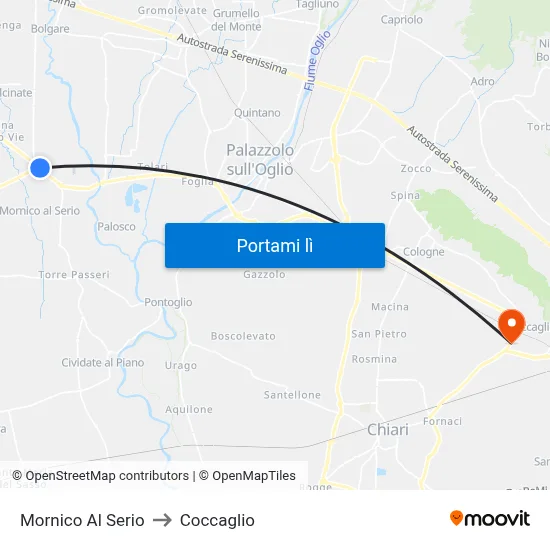 Mornico Al Serio to Coccaglio map