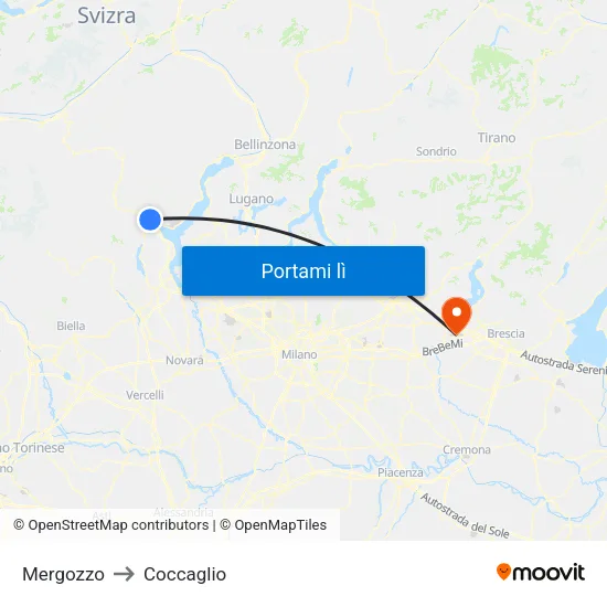 Mergozzo to Coccaglio map