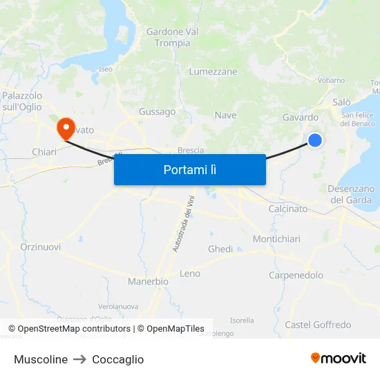 Muscoline to Coccaglio map