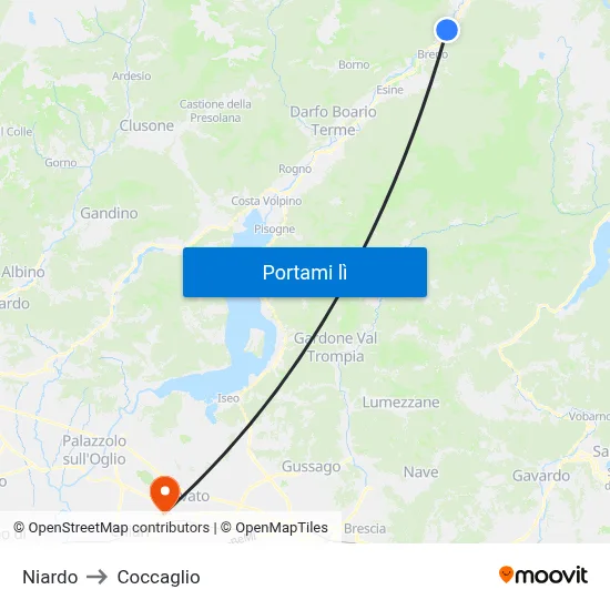 Niardo to Coccaglio map