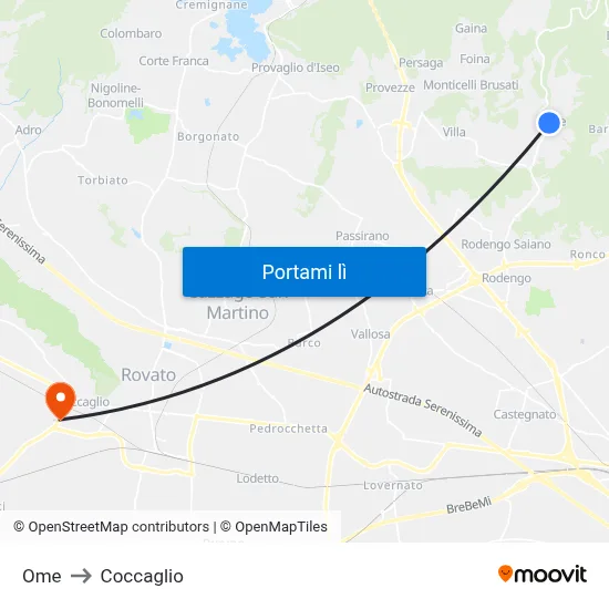 Ome to Coccaglio map