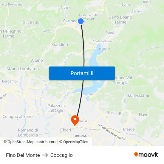 Fino Del Monte to Coccaglio map