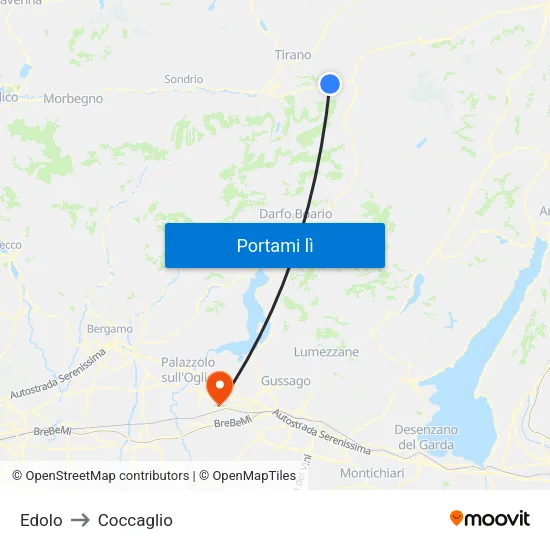 Edolo to Coccaglio map