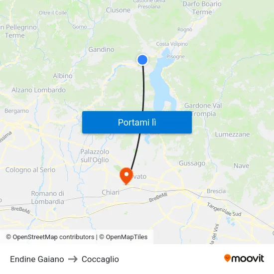 Endine Gaiano to Coccaglio map