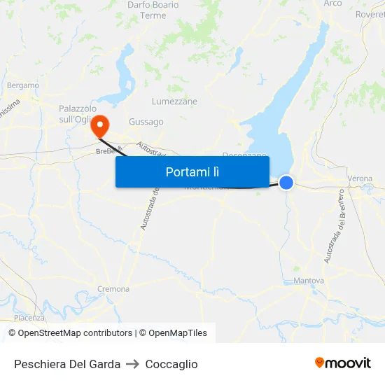 Peschiera Del Garda to Coccaglio map
