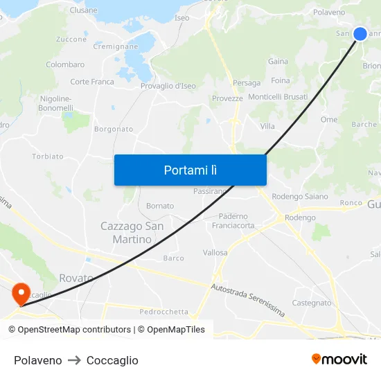 Polaveno to Coccaglio map