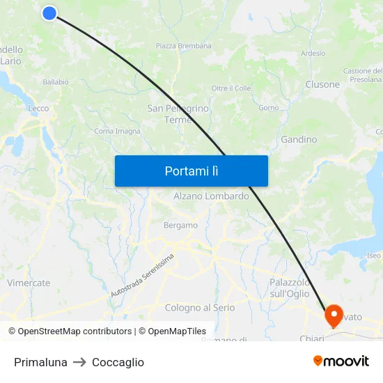 Primaluna to Coccaglio map