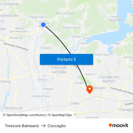 Trescore Balneario to Coccaglio map