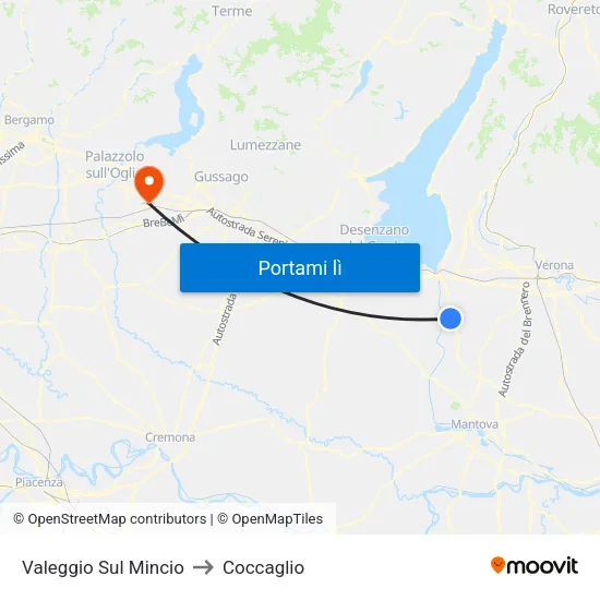 Valeggio Sul Mincio to Coccaglio map