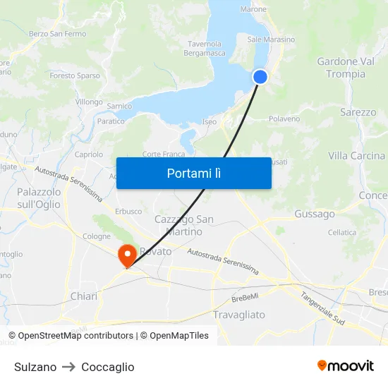 Sulzano to Coccaglio map