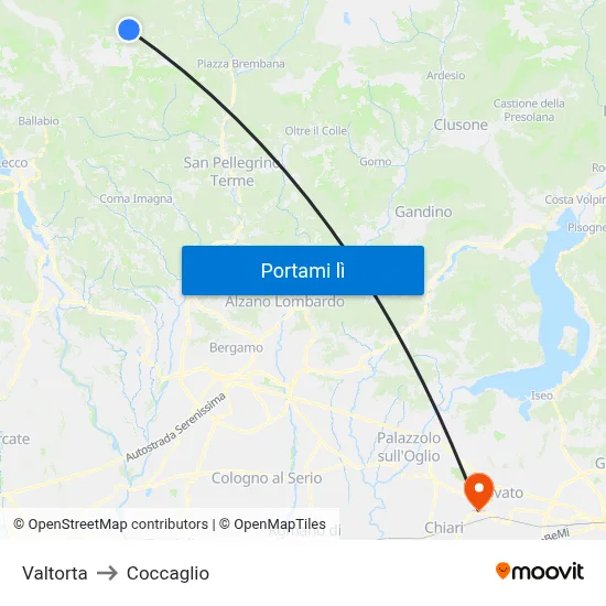 Valtorta to Coccaglio map