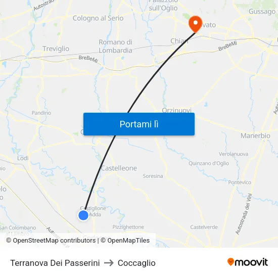 Terranova Dei Passerini to Coccaglio map