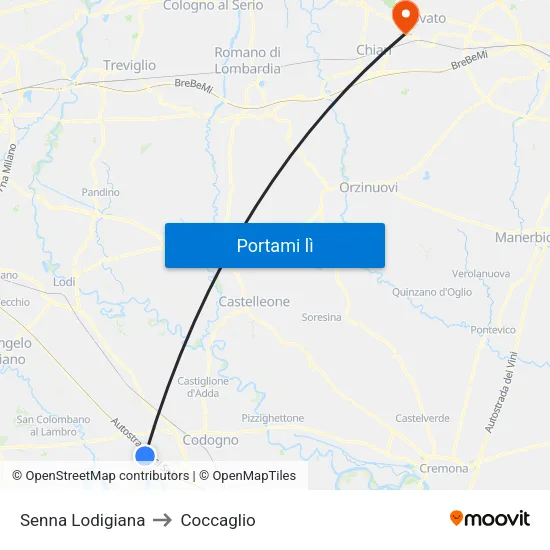 Senna Lodigiana to Coccaglio map