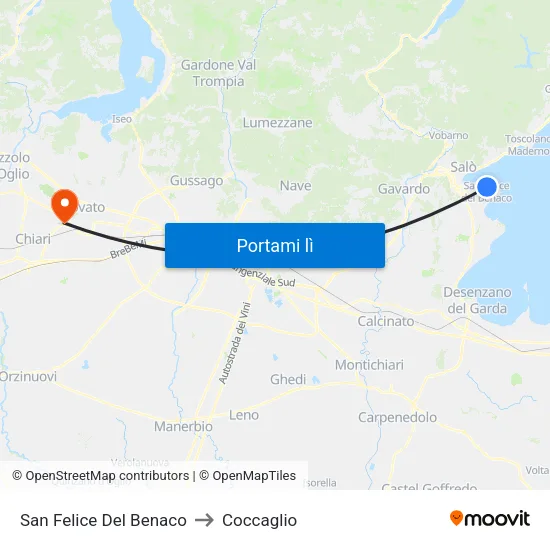 San Felice Del Benaco to Coccaglio map