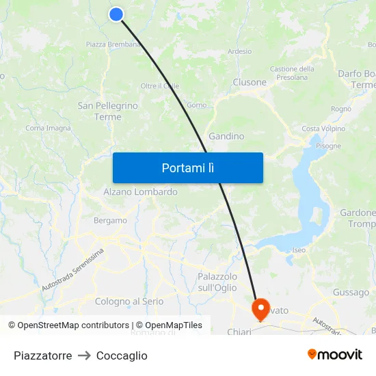 Piazzatorre to Coccaglio map