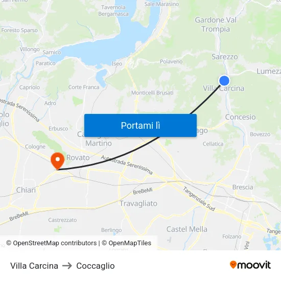 Villa Carcina to Coccaglio map