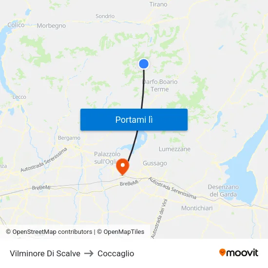 Vilminore Di Scalve to Coccaglio map