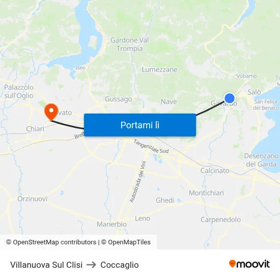 Villanuova Sul Clisi to Coccaglio map