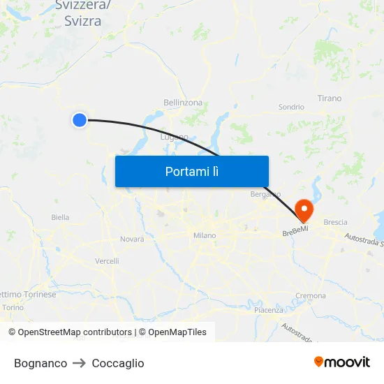 Bognanco to Coccaglio map