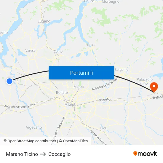 Marano Ticino to Coccaglio map