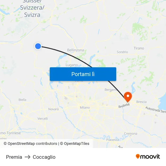 Premia to Coccaglio map
