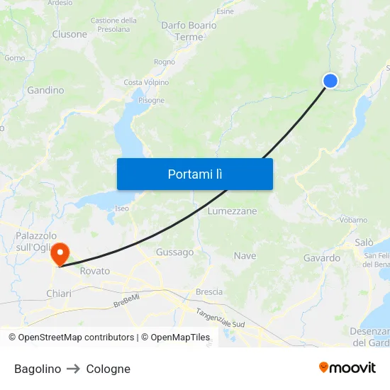 Bagolino to Cologne map