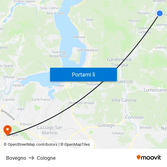 Bovegno to Cologne map