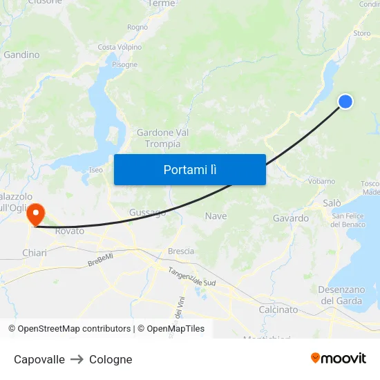 Capovalle to Cologne map