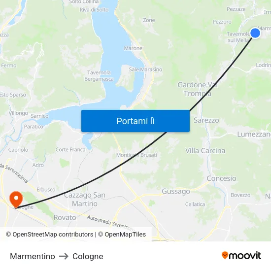Marmentino to Cologne map