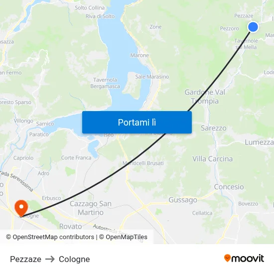 Pezzaze to Cologne map