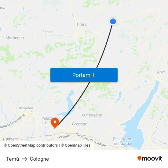 Temù to Cologne map
