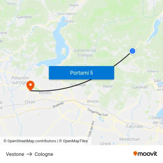 Vestone to Cologne map