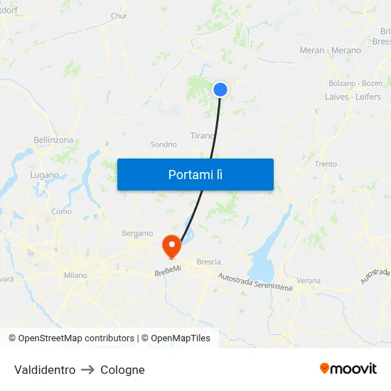 Valdidentro to Cologne map