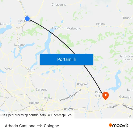 Arbedo-Castione to Cologne map