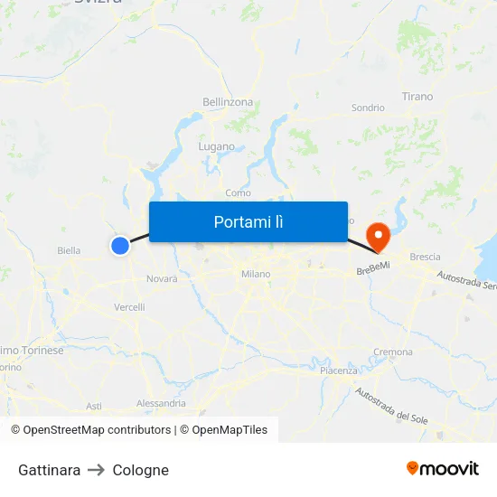 Gattinara to Cologne map