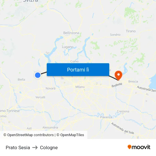 Prato Sesia to Cologne map